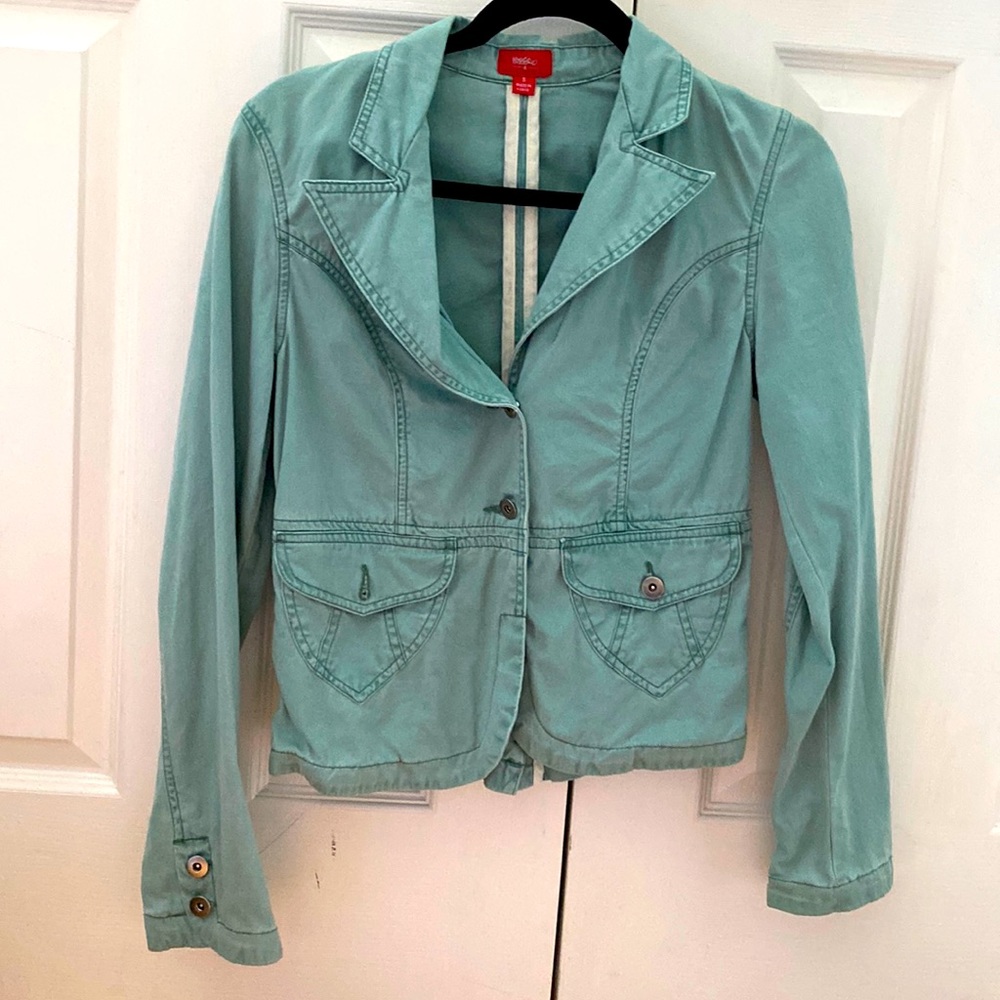 mint green jacket